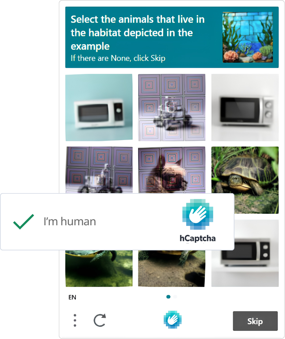 Desafio visual do hCaptcha resolvido automaticamente